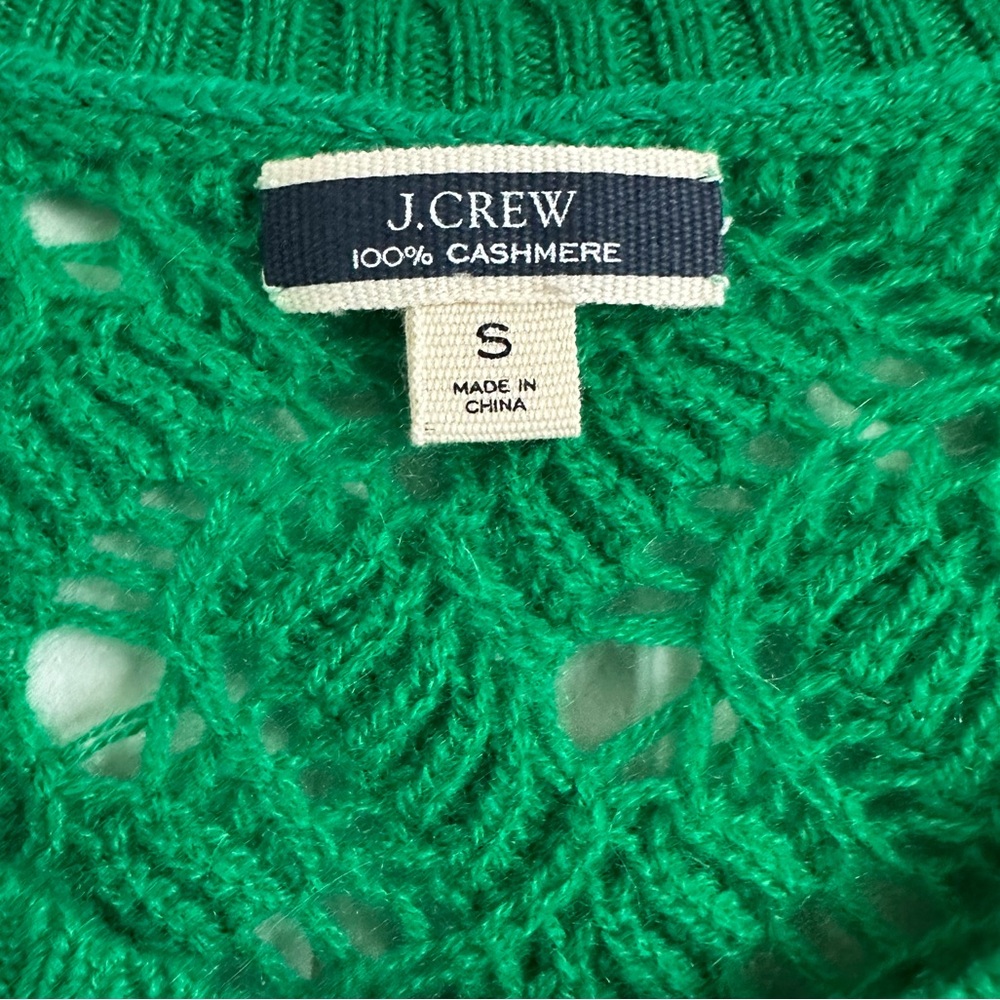 J.Crew Cashmere Pointelle Sweater Vest Green Preppy Classic Knit Size S - Picture 7 of 11